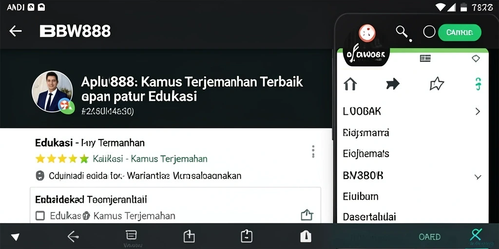 Antarmuka aplikasi BW888 yang intuitif dan interaktif untuk belajar bahasa.