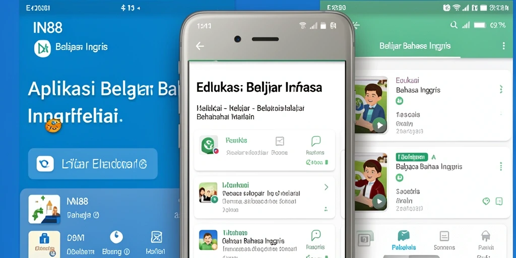 Antarmuka IN88 menampilkan fitur interaktif untuk belajar Bahasa Inggris.