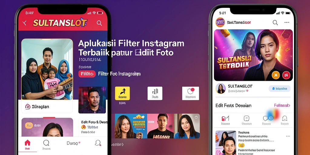 Antarmuka SULTANSLOT dengan beragam filter Instagram yang menarik.
