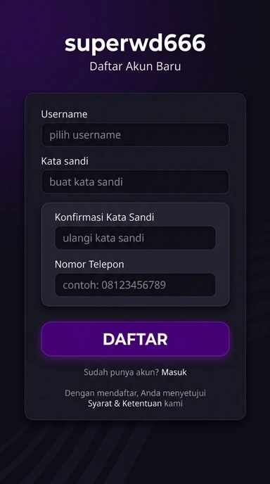 Panduan Registrasi Akun Superwd666 Untuk Pengguna Android